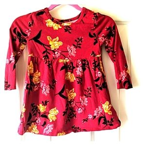 Red 3/4 length sleeved flower shirt
